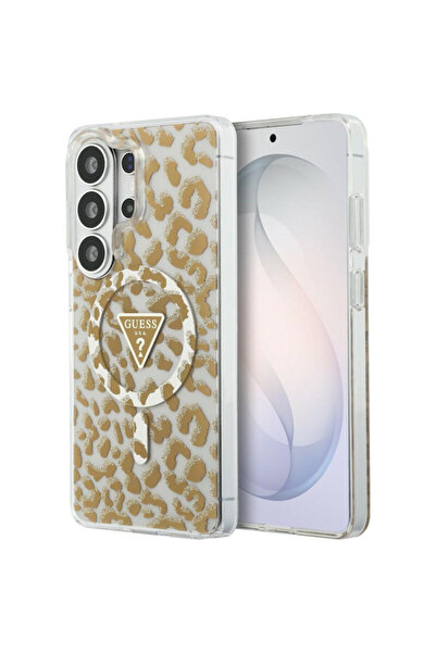 Guess IML Leopard Print Triangle MagSafe Case for Samsung Galaxy S26 Ultra