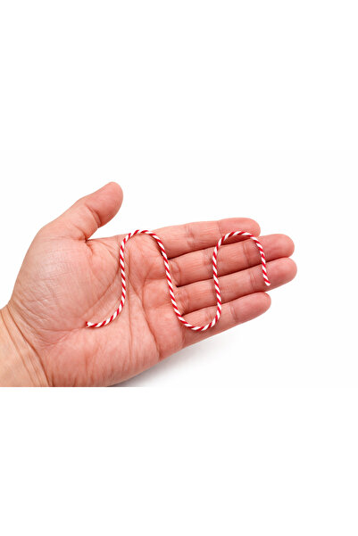 FlowerAksesuar 10 Metre - Marteniçka Bileklik İpi, Kırmızı Beyaz İp, Şans Bil...