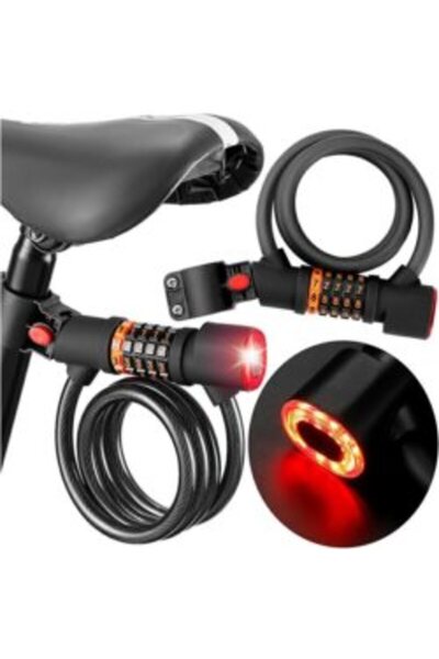 zola 2 in 1 bicycle anti-theft lock with code and LED light, 12 mm, 1.2 m, 26...