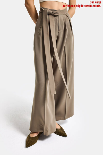 it's basic Women's Mink W5 Palazzo Fit Special Fabric Belt Detail Design Trou...