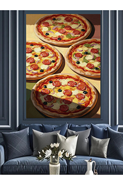 KanvasSepeti Pizza și pictură în ulei de înaltă calitate texturat Canvas Canv...