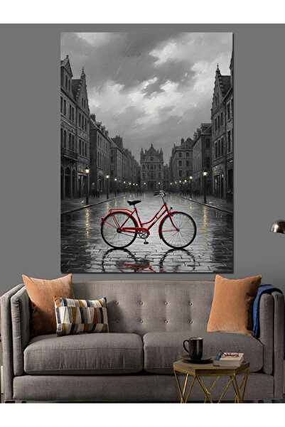 KanvasSepeti Strada ploioasă Pictură în ulei de înaltă calitate texturat Canv...