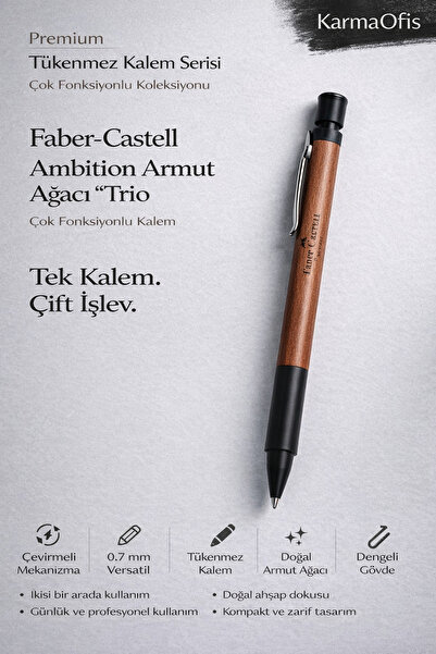 Faber Castell Ambition Trio Armut Ağacı Çok Fonksiyonlu Premium Kalem | 0.7 m...