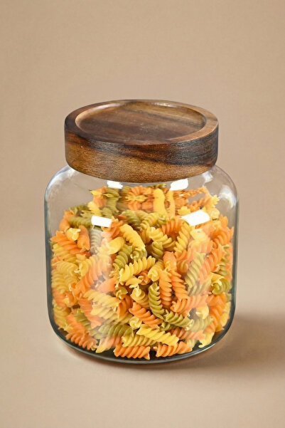 GÖNÜL Bambu Kapaklı Cam Kavanoz 13x13 cm – Mutfak Erzak Saklama Kavanozu, Şef...