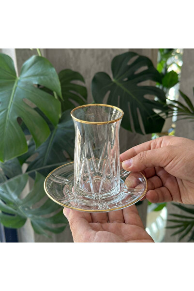 Elta Collection 12 Piece Crystal Cut Tea Set for 6 People – Glass Tea Cup and...