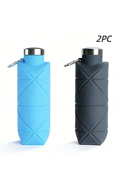 Choice 0.7L 2PC Grey Blue LUSQI 700ml Foldable Silicone Water Bottle Portable...