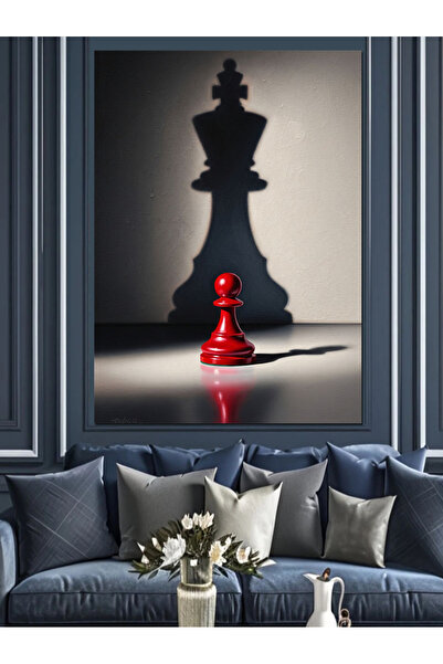 karizmart Satranç Taşı Dev Gölge Dekoratif Kanvas - Mdf Ahşap Tablo
