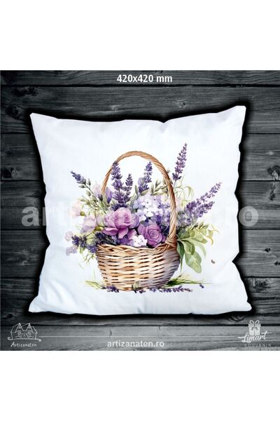 LimArt Perna decorativa, 45x45 cm, cu design imprimat cu cos de flori si Lava...