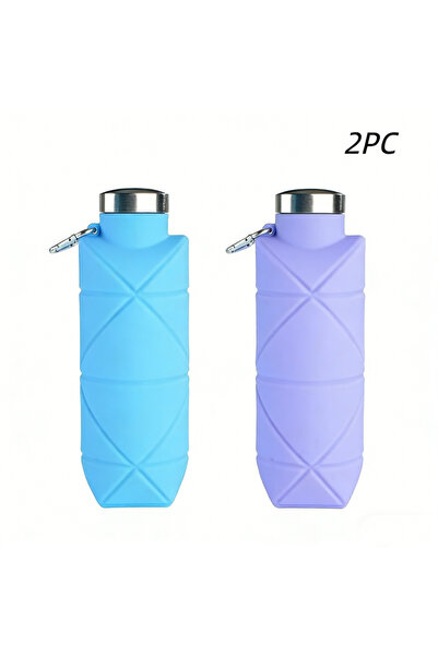 Choice1 0.7L 2PC Blue Purple LUSQI 700ml Foldable Silicone Water Bottle Porta...