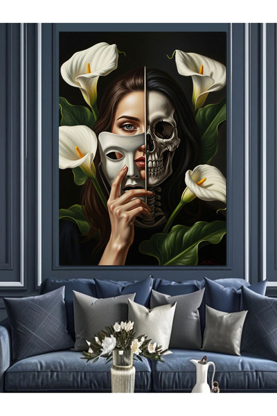 KanvasSepeti Floral Mask Υψηλής ποιότητας ελαιογραφία Με υφή Καμβάς ζωγραφική...