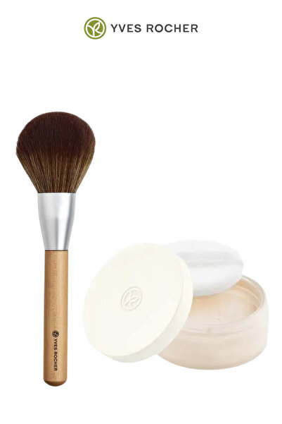 Yves Rocher Vegan Sabitleyici Toz Pudra & Pudra Fırçası Makyaj Seti