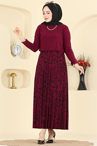 ModaMerve Desenli İkili Etek Takım 5580ZNN863-MS Bordo