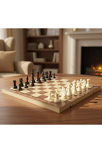 zola Joc sah, dame si table 3 in 1, lemn, magnetic, pliabil, 24x24 cm, maro/bej