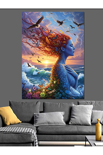 KanvasSepeti Sirenă și pictură în ulei de înaltă calitate texturat Canvas Can...