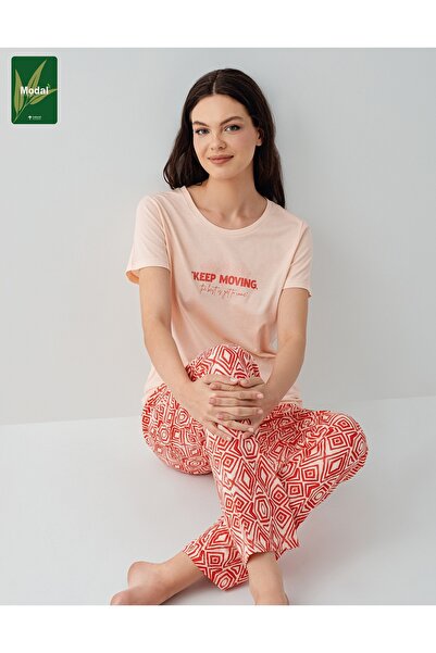 Arnetta modal Set de pijamale pentru femei bumbac piese cu mânecă scurtă cu b...