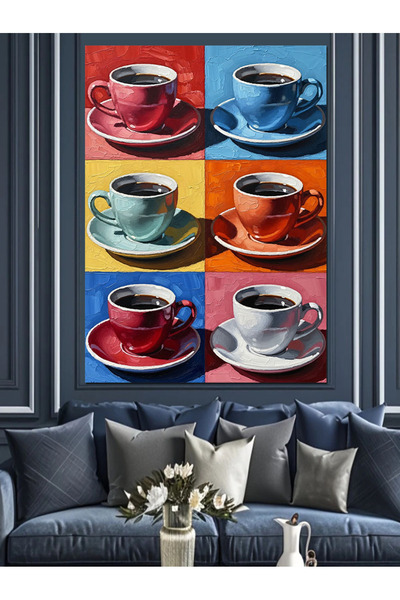 KanvasSepeti Set de șase tablouri de cafea, pictură în ulei de înaltă calitat...