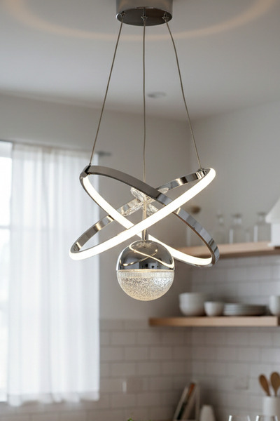 TERRA LIGHTING Kıraç Tek Top Led Avize, Şık Sarkıt Led Avize, 3 Renk Ayarlana...