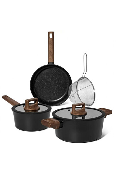 Just Perfecto JL-332 Cookware Set, 6pcs, Marble Coating, Induction, Glass Lid...