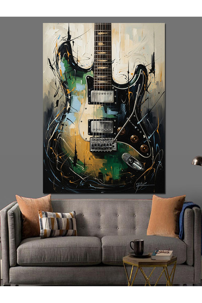 KanvasSepeti Електрическа китара Висококачествена текстура на маслена боя Пла...