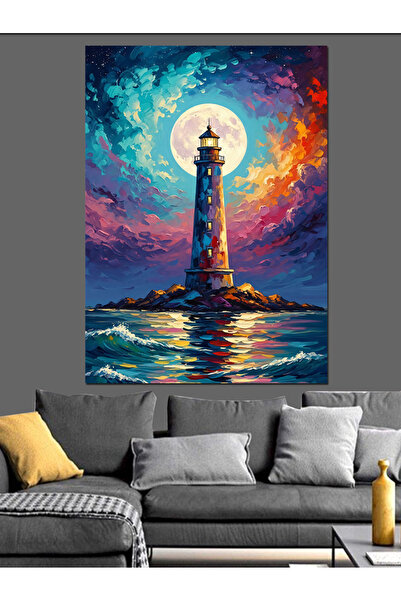 KanvasSepeti În lumina lunii Pictură în ulei de înaltă calitate texturat Canv...