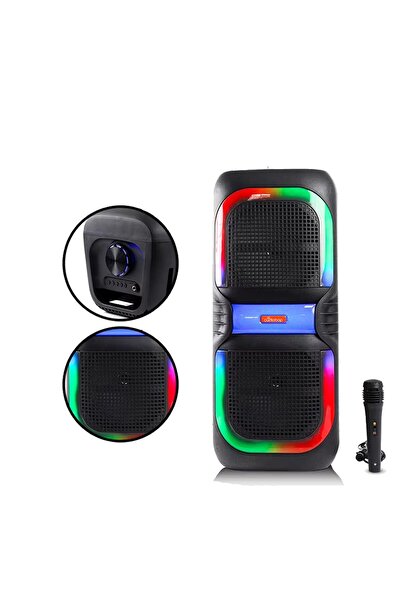 3 Tıkla Bluetooth MS2039 Hoparlör RGB Led Işıklı Mikrofonlu Telefon, AUX, Rad...