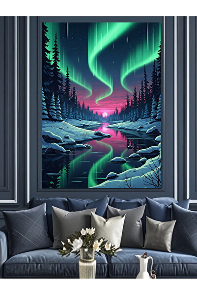 KanvasSepeti Pădurea înzăpezită Pictură în ulei de înaltă calitate texturat P...