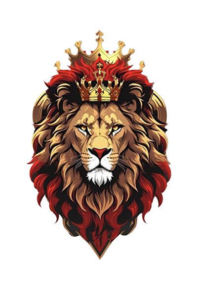 MegaSticker Sarı Kırmızı Aslan Sticker Araba, Motorsiklet, Kask, Laptop, Cam,...
