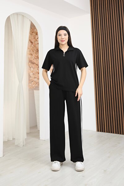 bobitex Modal Fabric Zippered Shirt Collar Side Striped Detail Comfortable Fi...