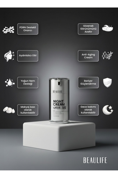 Beaulife Gece Bakım Kremi /PDRN Yoğun Onarıcı Gece Kremi 50 ml