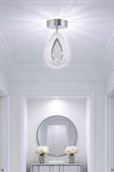 Fer Avize Arel Tekli Plafonyer Modern Led Avize Kristal Görünüm(Beyaz Işık)En...