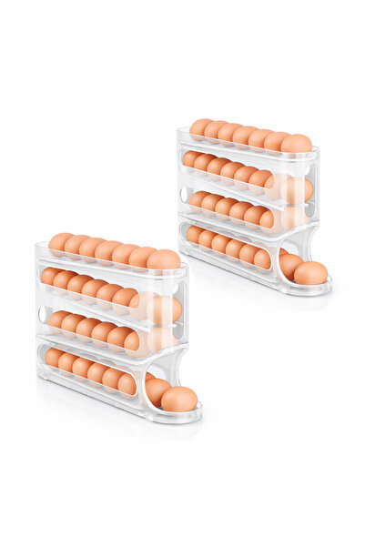 Microcase ABS Plastik Dolapiçi Yuvarlanır Tip Yumurta Organizer ve Standı 2 A...
