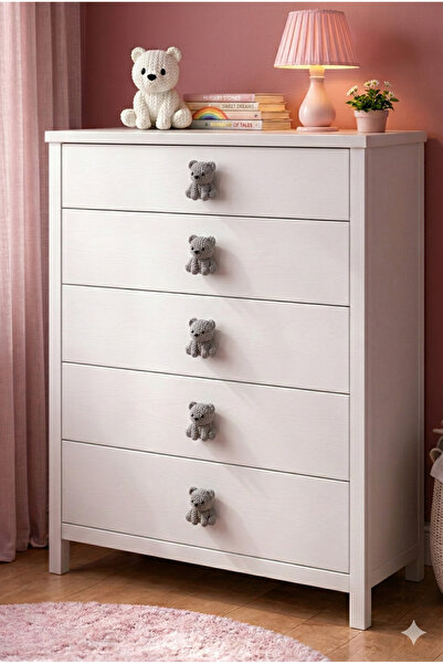 Rekatech GRİ AYI kulp Çocuk Odası Örgü Desen kulp Dekoratif Çekmece Kulpu Hay...