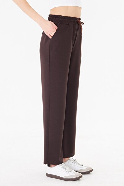 Sortie Women's High Waist Wide-Leg Lace-Up Modal Sweatpants Brown