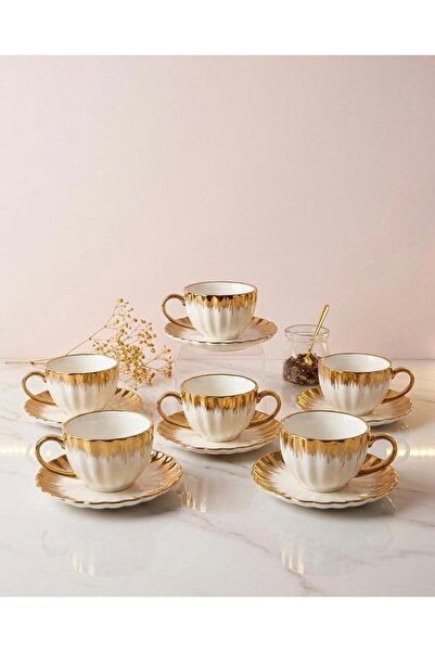 BERENHOMEE Gold ve gümüş detaylı şık fincan takımı seti