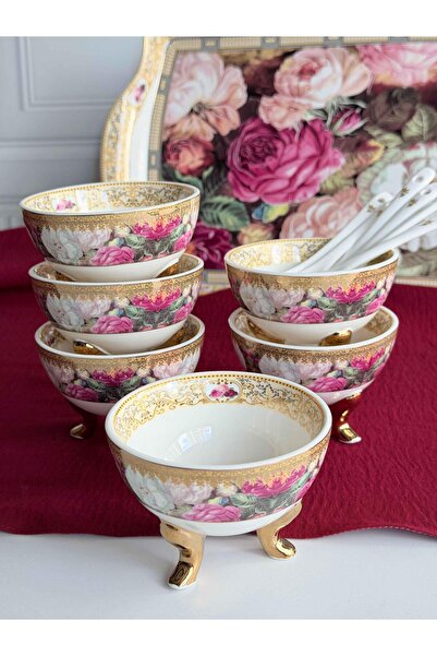 ROSSEV وعاء بورسلين بقاعدة 24K 12 قطعة فلوريس