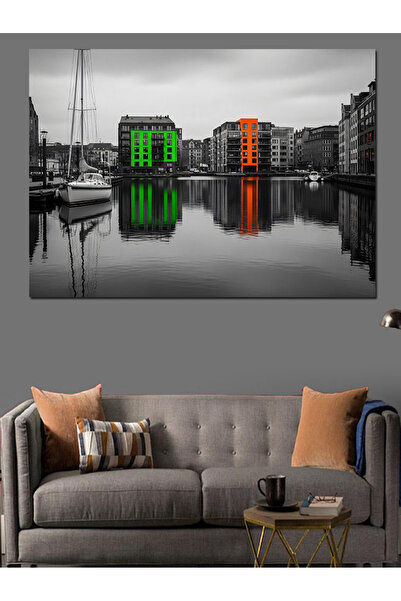 Artmeg Colorful European Houses Next to the Canal Decorative Canvas - Mdf Woo...