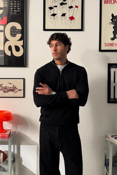 Flaw Wear Basic Zippered Knit Sweater