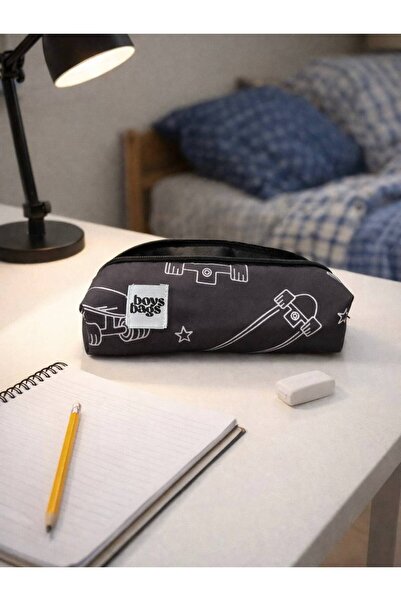 boysbags Husă pentru creion pentru băieți cu model de skateboard negru, cu un...