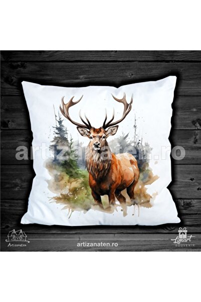 LimArt Decorative pillow, 45x45 cm, with printed Deer design - Personalized