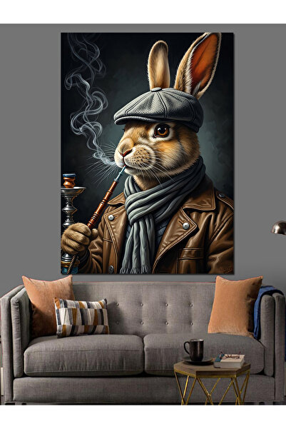 Artmeg Pipolu Charismatic Rabbit Gentleman Figure Decorative Canvas - Mdf Woo...