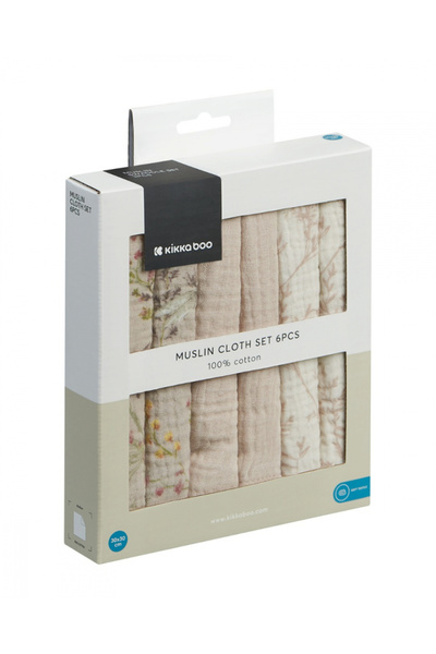 Kikka Boo Set of 6 mini towels KikkaBoo Secret Garden Beige 30x30 cm made of ...