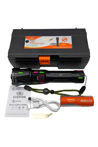 farissu RT-063 B 60W 6000 Lümen Ultra Güçlü Beyaz Lazer LED El Feneri - 2 KM ...