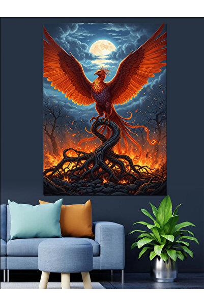 Artmeg Phoenix Painting Born from the Ashes Decorative Canvas - Mdf Wood Pain...