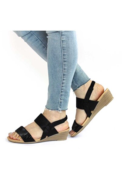 mm Comfortable women's Sandals with platform and stones Z99-16-BLACK