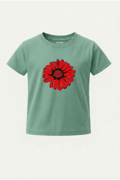 nirvoda Детска тениска с червен принт на гербера