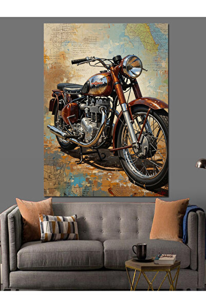 Artmeg Pânză decorativă clasică maro pentru călătorie cu motocicleta - Tablou...