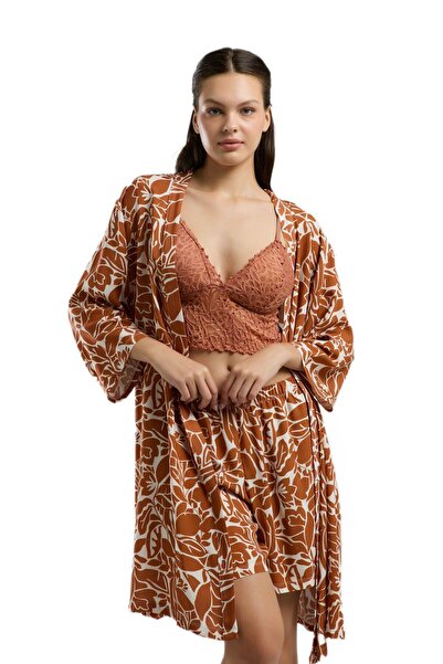 Arnetta Women's Brown 3-Piece Pajama Set 3230