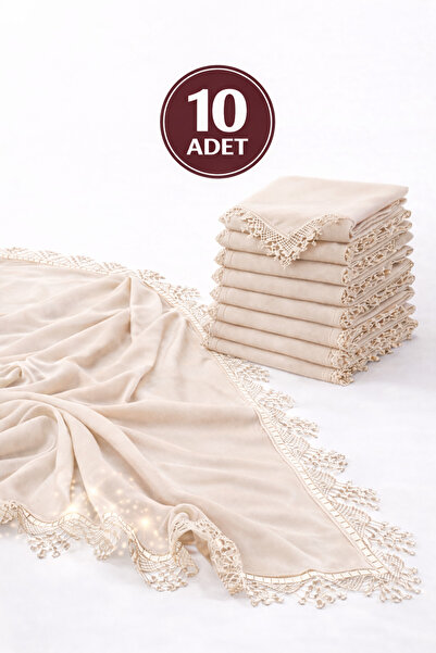 Paciqa Kadın Şifon Dantelli İğne Oyalı Örtü 70x150 Mevlüt Hediyelik Başörtü A...