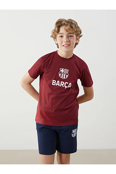 LC Waikiki LCW Kids Бордо велосипедна яка Барселона печатна момчешка тениска ...