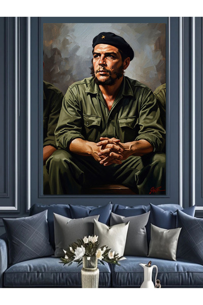Artmeg Portret decorativ pe pânză a unui lider militar gânditor în meditație ...